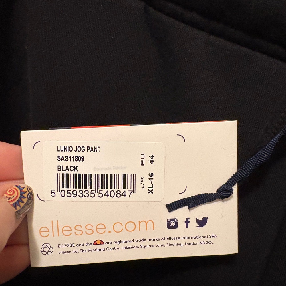 Elllesse NWT Black Crystal Women's Jogger Pants ss 12 (L/XL) - Picture 4 of 9